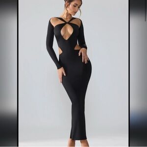 Oh Polly - Premium Jersey Long Sleeve Cut Out Maxi Dress